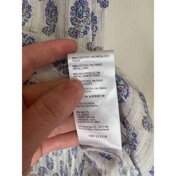 Anthropologie Blue and White Patterned Blouse - Picture 11 of 12